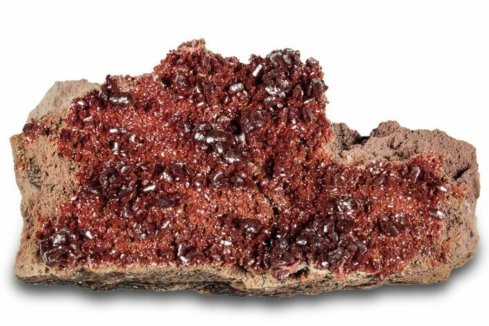 Glittering, Ruby Red Vanadinite Crystals on Barite - Morocco #278228